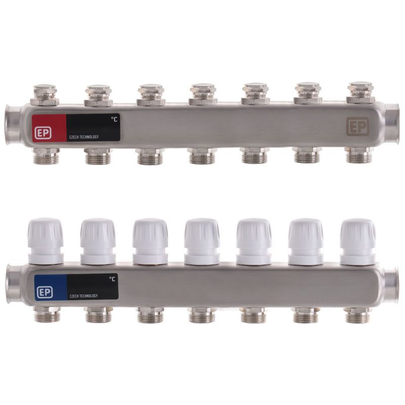 Колекторний блок з термостат. клапанами EUROPRODUCT EP.S1100-07 1"x7 (EP4994)