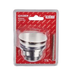Донный клапан для умывальника Koer PW-01-11 1 1/4'' (кнопка) (Белая керамическая накладка) (KR3405)